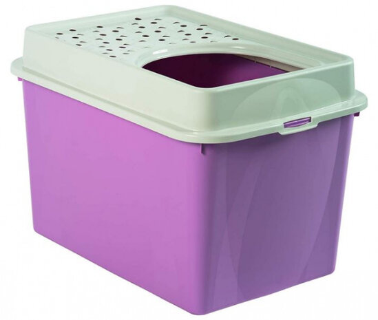 kattenbak Berty 57,2 x 39,3 x 40,4 cm roze/wit
