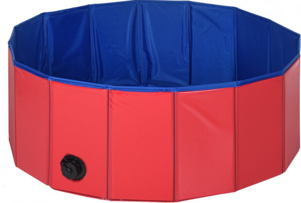 dierenzwembad 80 X 30 cm PVC/papier rood/blauw