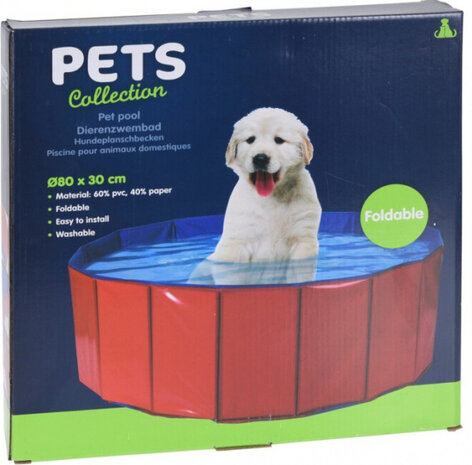 dierenzwembad 80 X 30 cm PVC/papier rood/blauw