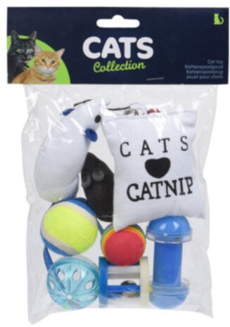 kattenspeelgoed pluche blauw 8 stuks