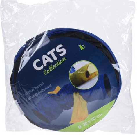 kattentunnel 30 x 115 cm polyester blauw/geel