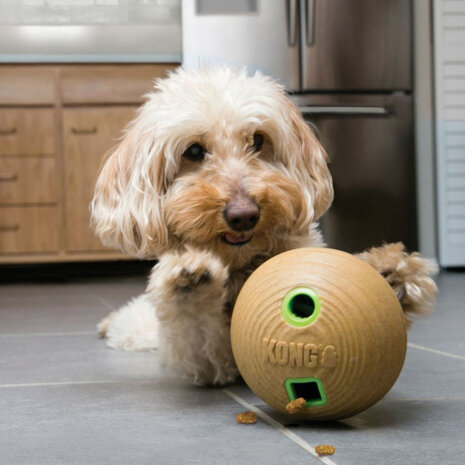 intelligentiespeelgoed Voederbal hond 12 cm bamboe bruin
