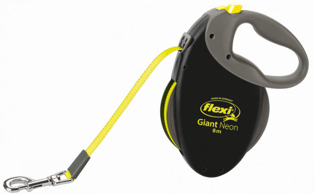 hondenlijn 8 meter nylon neongeel/zwart