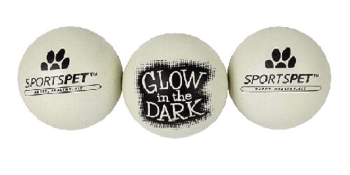 tennisballen glow-in-the-dark 6 cm rubber/vilt 3 stuks