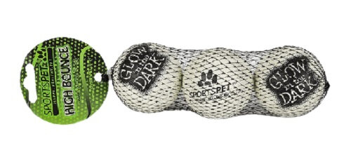 tennisballen glow-in-the-dark 6 cm rubber/vilt 3 stuks