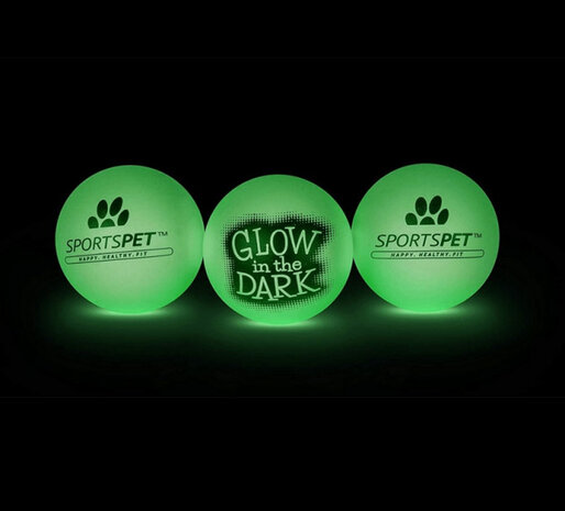 tennisballen glow-in-the-dark 6 cm rubber/vilt 3 stuks