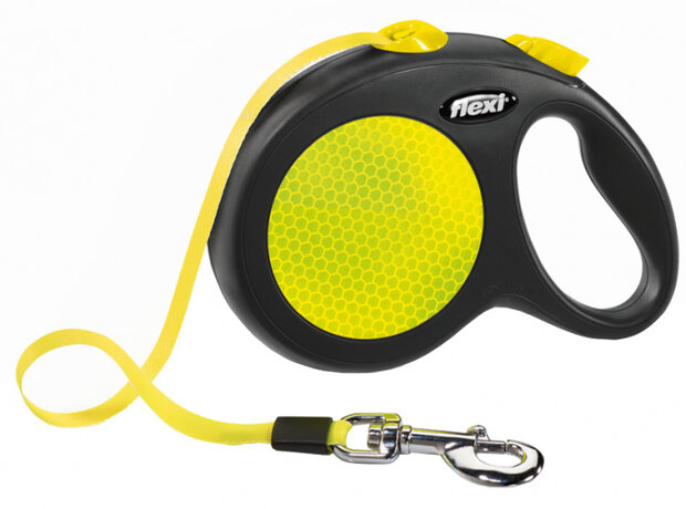 hondenlijn New Classic 5 meter nylon neongeel/zwart