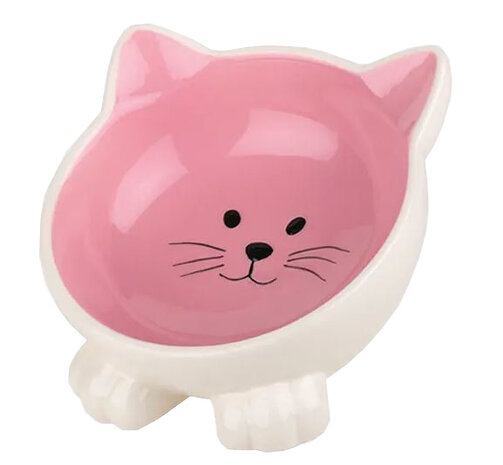 kattenbak Orb keramiek 16,5 x 8 cm cr&egrave;me/roze