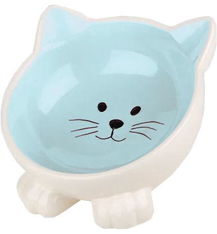 kattenbak Orb keramiek 16,5 x 8 cm cr&egrave;me/mintblauw