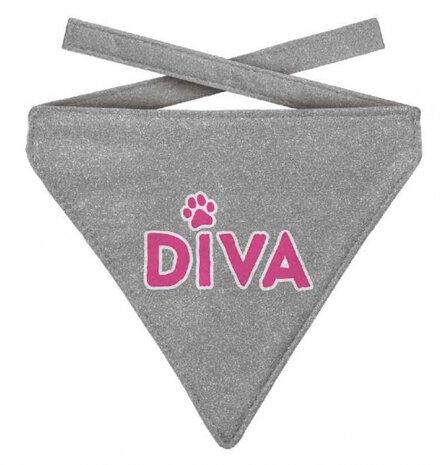 hondenhalsdoek Diva grijs/roze polyester maat S