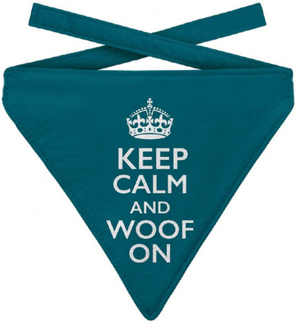 hondenhalsdoek Keep calm blauw polyester maat M