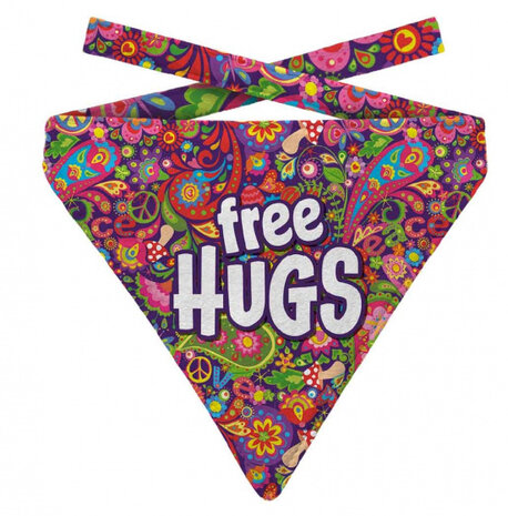 hondenhalsdoek Free hugs polyester maat L