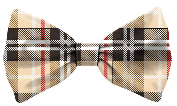 hondenvlinderdasje ruiten polyester beige maat L