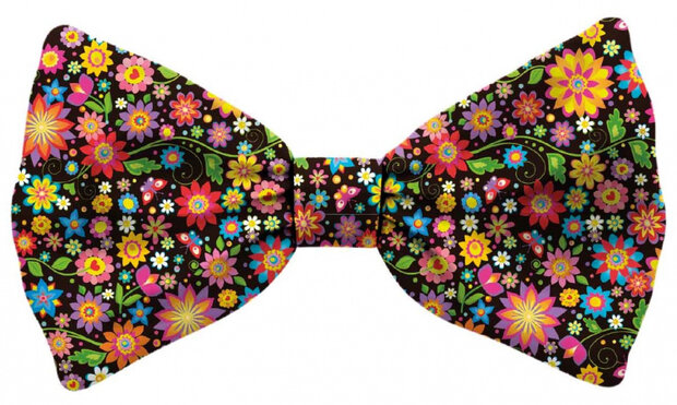 hondenvlinderdasje bloemen polyester maat L