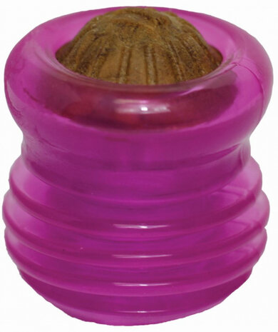 voerbal Groovy 6,5 cm rubber roze 2-delig