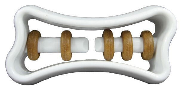 kauwspeelgoed Treat Ringer Bone 15 cm nylon wit