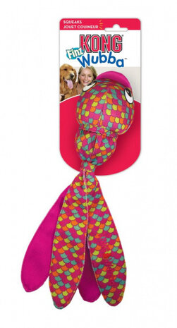 hondenknuffel Wubba Finz 27,5 x 5,5 cm nylon roze