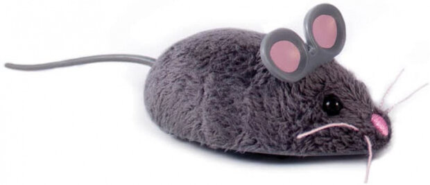 kattenspeeltje Mouse 11 x 3,8 cm polyester donkergrijs