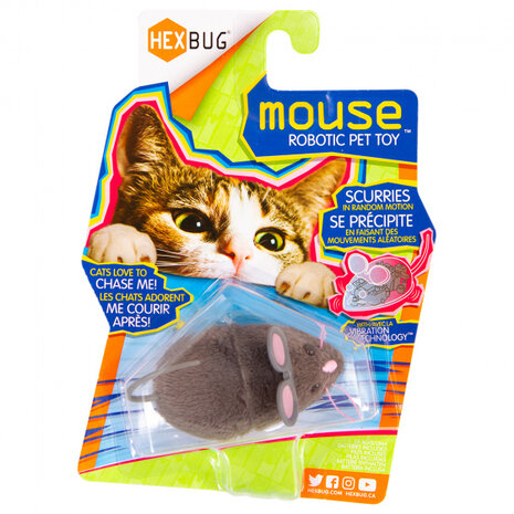 kattenspeeltje Mouse 11 x 3,8 cm polyester donkergrijs