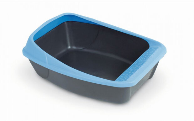 kattenbak Virgo 52 x 39 x 20 cm zwart/blauw