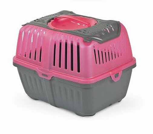 vervoersbox Neyo 30 x 23 x 23 cm antraciet/roze