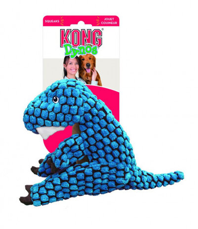 hondenknuffel Dynos T-Rex 35 cm nylon blauw