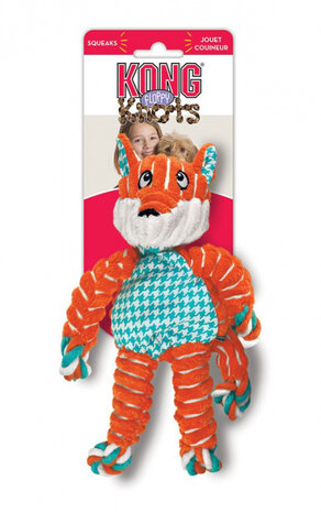 hondenknuffel Floppy Knots Fox 23 cm pluche oranje/blauw