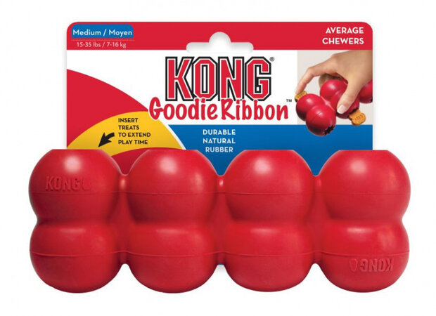kauwspeelgoed Goodie Ribbon 17,5 x 6,5 cm rubber rood