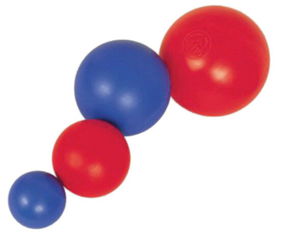 kauwspeelgoed 15 cm polyetheen blauw/rood