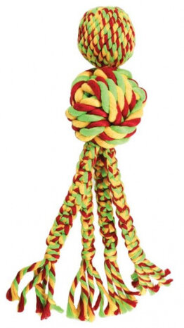 hondentrektouw Wubba Weaves 25 cm katoen geel/rood/groen