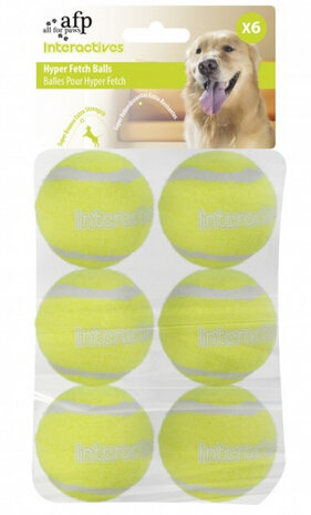 hondentennisballen 5 cm rubber/vilt geel 6 stuks
