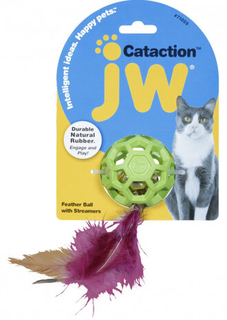 kattenspeelbal Cataction 5 cm rubber/veren groen