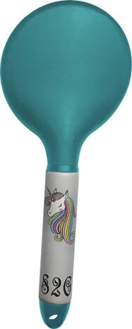 staart- en manenborstel Unicorn leer/rubber turquoise/wit