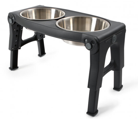 voerbak verstelbaar hond 2 x 474 ml RVS antraciet