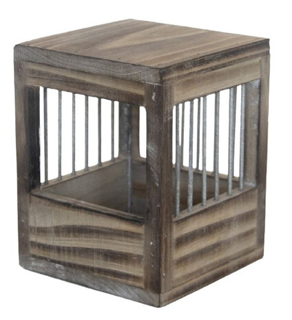 nestkast 11,2 x 11,1 x 14,3 cm bruin hout/staal