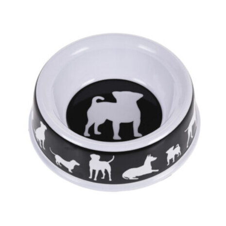 voer- en drinkbak Hond 25 cm melamine wit/zwart