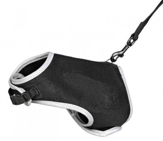 kattentuig met riem 24-42 cm x 1,2 m mesh zwart