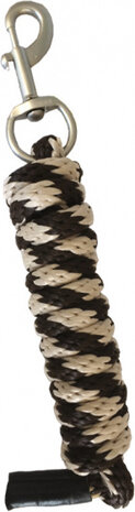 leidkoord met karabijnhaak 200 cm nylon beige/donkerbruin