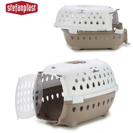 hondenvervoersbox 50 x 34 cm beige/wit