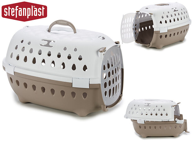 hondenvervoersbox 50 x 34 cm beige/wit