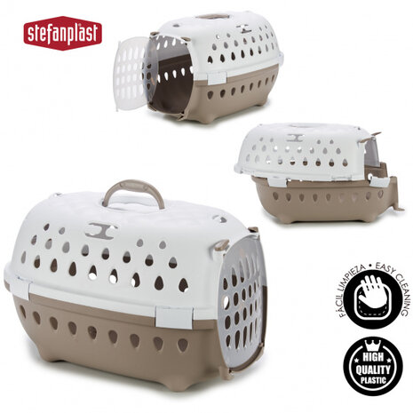 hondenvervoersbox 50 x 34 cm beige/wit