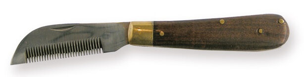 uitdunmesje inklapbaar 18 cm RVS/hout zilver/bruin