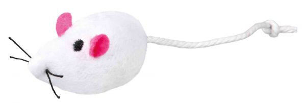 kattenspeeltje muis 10 x 5 cm pluche wit