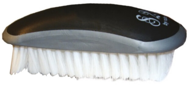 paardenborstel Luxe zacht 12 cm nylon zwart/grijs
