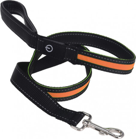 hondenriem led 120 cm x 2,5 cm nylon oranje