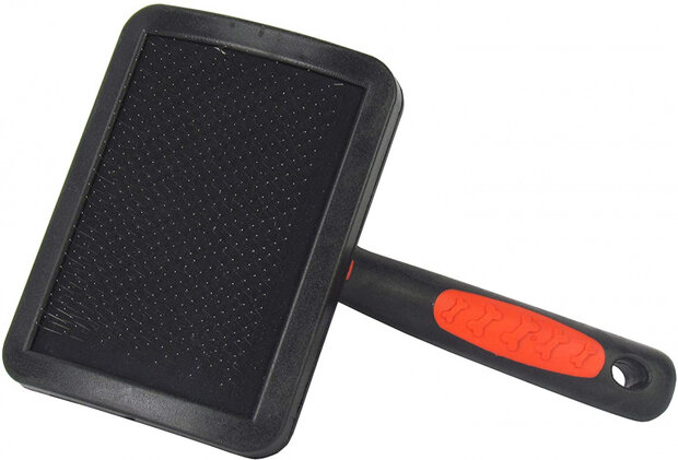 dierenborstel 14,5 x 7,5 cm rubber zwart/rood