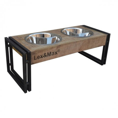 voerbakstandaard 65 x 35 cm RVS bruin/zwart 3-delig