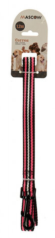 hondenlijn 120 x 2 cm nylon roze/zwart