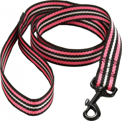 hondenriem 120 x 2,5 cm nylon zwart/roze
