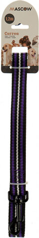 hondenriem 120 x 2,5 cm nylon zwart/paars